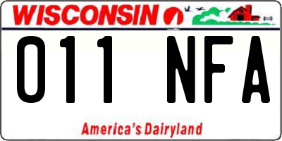 WI license plate 011NFA