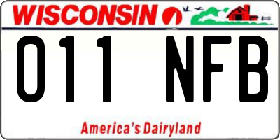 WI license plate 011NFB