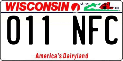 WI license plate 011NFC