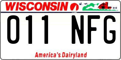 WI license plate 011NFG