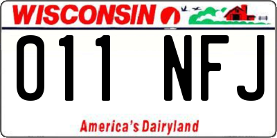 WI license plate 011NFJ