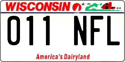 WI license plate 011NFL