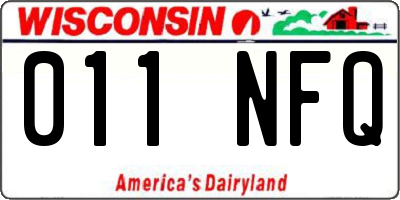 WI license plate 011NFQ