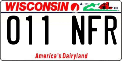 WI license plate 011NFR