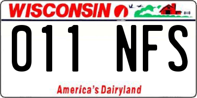 WI license plate 011NFS