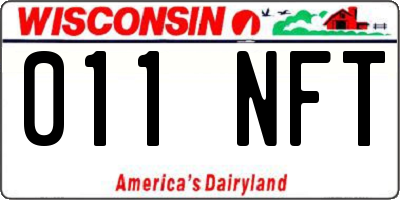 WI license plate 011NFT