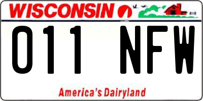 WI license plate 011NFW