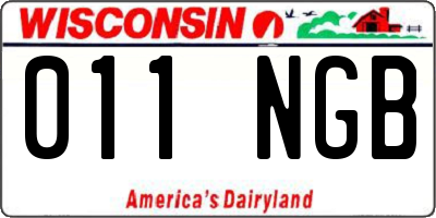 WI license plate 011NGB