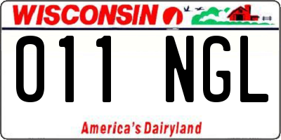 WI license plate 011NGL