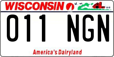 WI license plate 011NGN