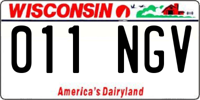 WI license plate 011NGV