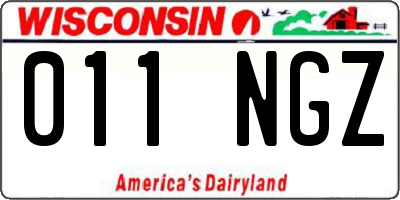 WI license plate 011NGZ