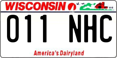 WI license plate 011NHC