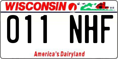 WI license plate 011NHF