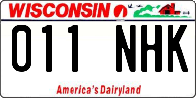 WI license plate 011NHK