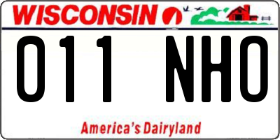 WI license plate 011NHO