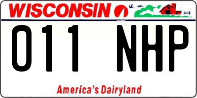 WI license plate 011NHP