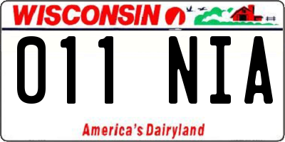 WI license plate 011NIA