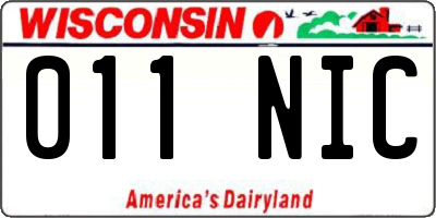 WI license plate 011NIC