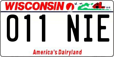 WI license plate 011NIE