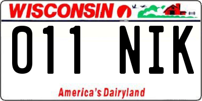 WI license plate 011NIK