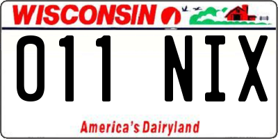 WI license plate 011NIX