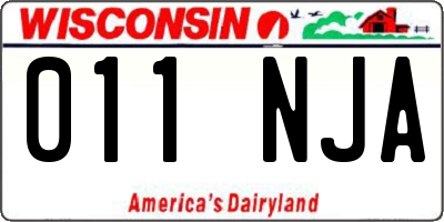 WI license plate 011NJA