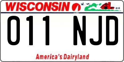 WI license plate 011NJD