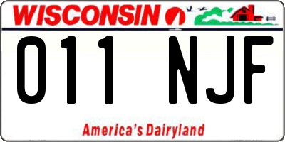WI license plate 011NJF