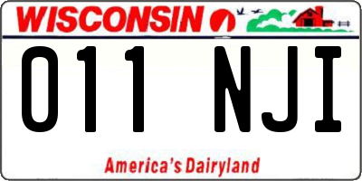 WI license plate 011NJI
