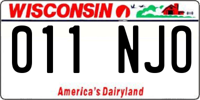 WI license plate 011NJO
