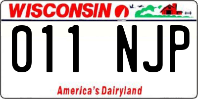 WI license plate 011NJP