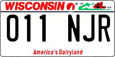 WI license plate 011NJR