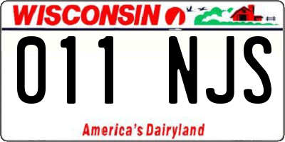 WI license plate 011NJS