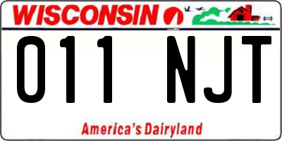 WI license plate 011NJT