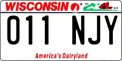 WI license plate 011NJY
