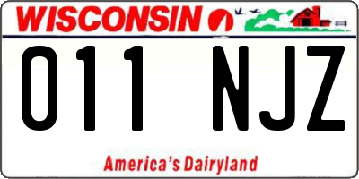 WI license plate 011NJZ