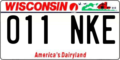 WI license plate 011NKE