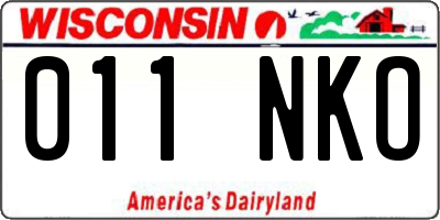 WI license plate 011NKO