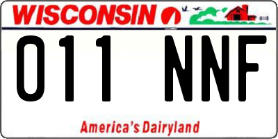 WI license plate 011NNF