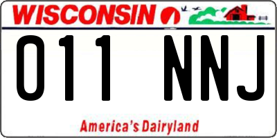 WI license plate 011NNJ