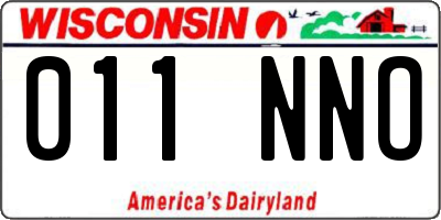 WI license plate 011NNO