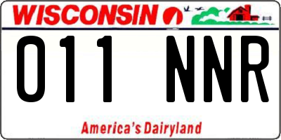 WI license plate 011NNR