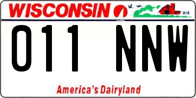 WI license plate 011NNW