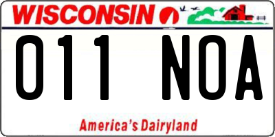 WI license plate 011NOA