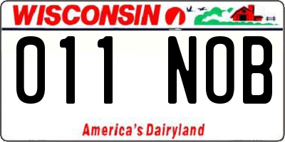 WI license plate 011NOB
