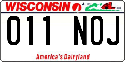 WI license plate 011NOJ