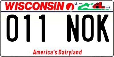WI license plate 011NOK