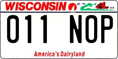 WI license plate 011NOP