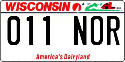 WI license plate 011NOR